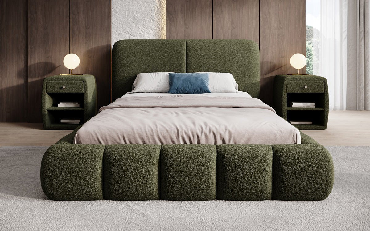 Designer Upholstered Bed Lolita in Bouclé with Storage