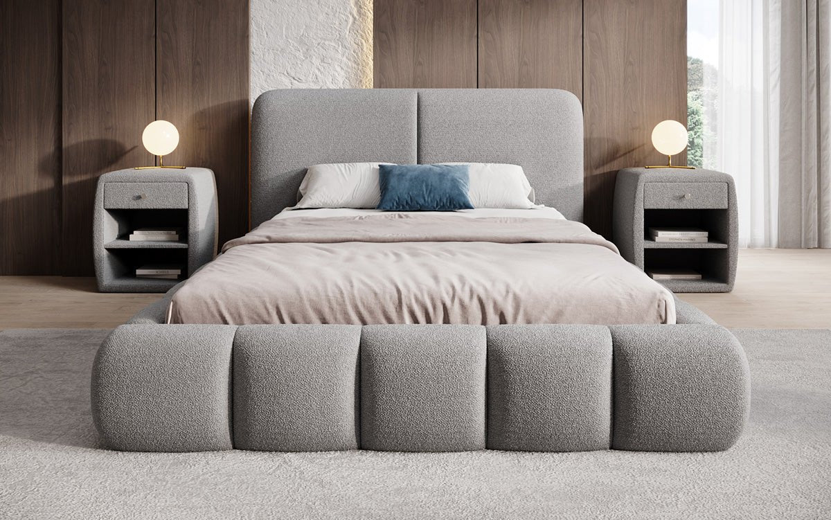 Designer Upholstered Bed Lolita in Bouclé with Storage