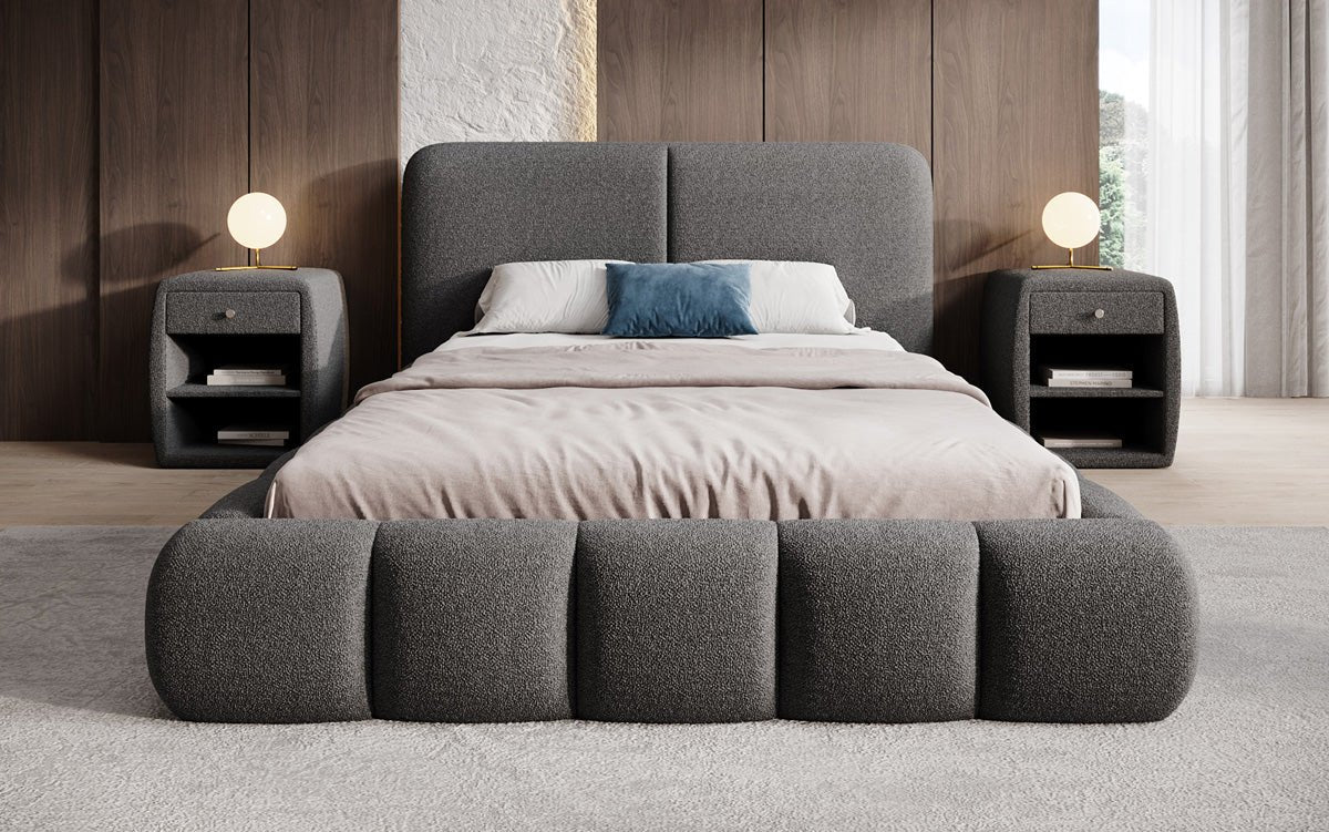 Designer Upholstered Bed Lolita in Bouclé with Storage