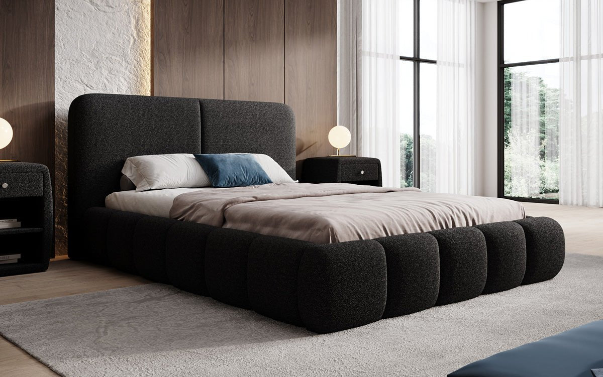 Designer Upholstered Bed Lolita in Bouclé with Storage
