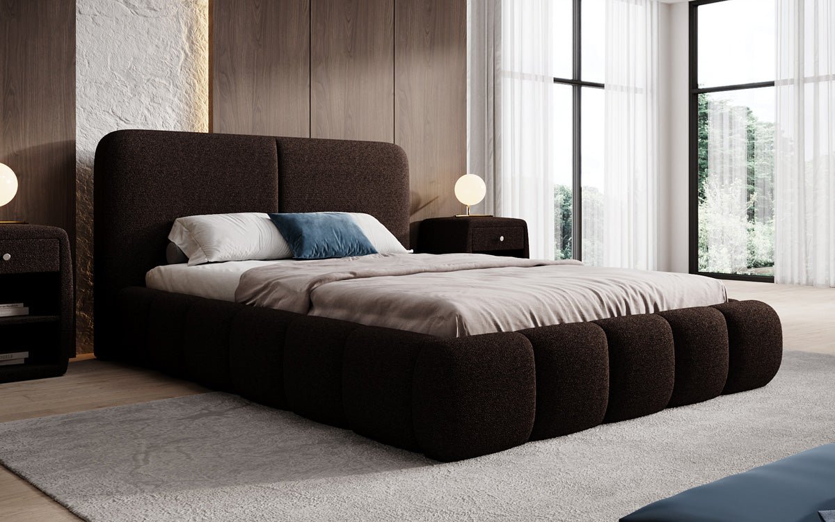 Designer Upholstered Bed Lolita in Bouclé with Storage