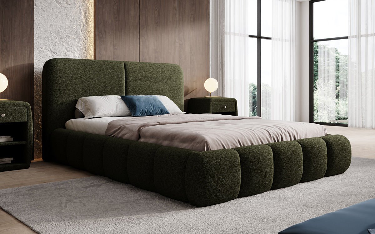 Designer Upholstered Bed Lolita in Bouclé with Storage