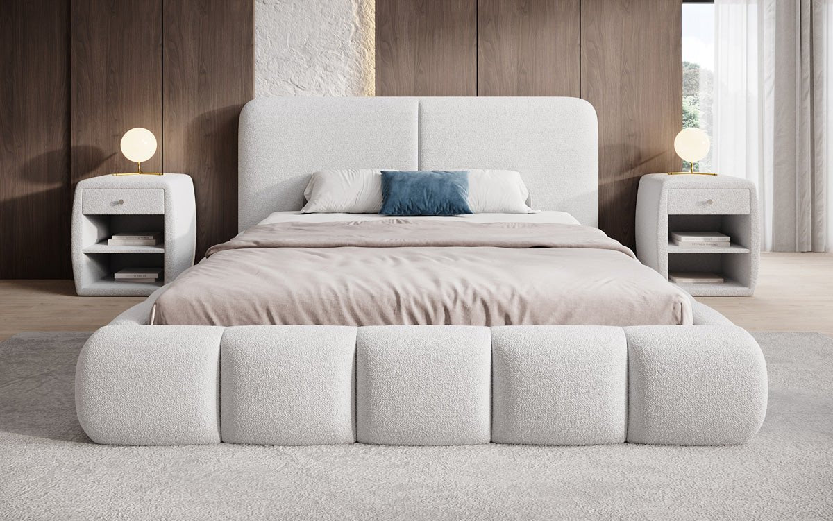 Designer Upholstered Bed Lolita in Bouclé with Storage