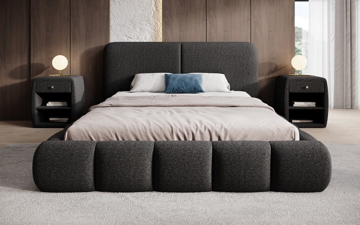 Designer Upholstered Bed Lolita in Bouclé with Storage