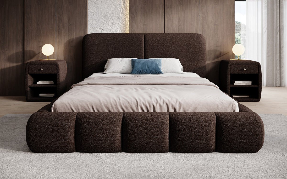 Designer Upholstered Bed Lolita in Bouclé with Storage
