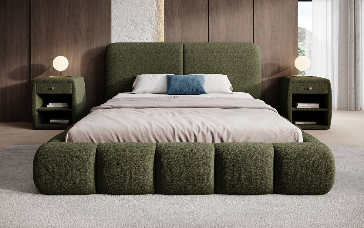 Designer Upholstered Bed Lolita in Bouclé with Storage