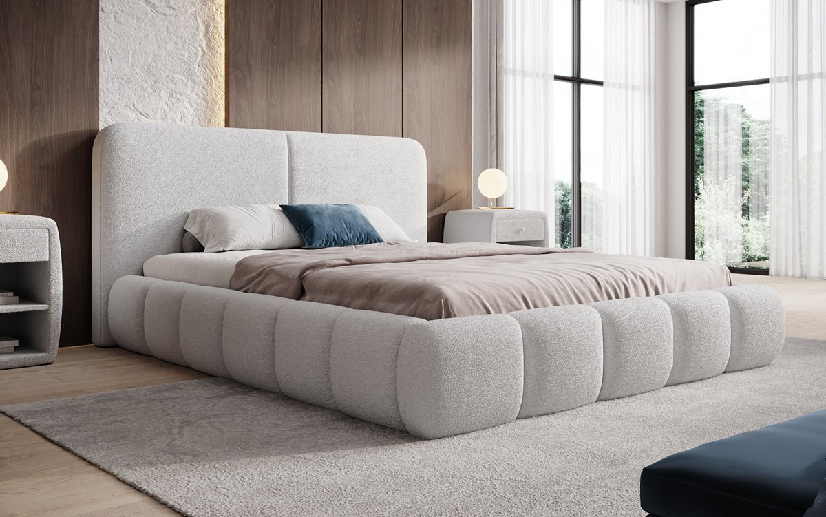 Designer Upholstered Bed Lolita in Bouclé with Storage
