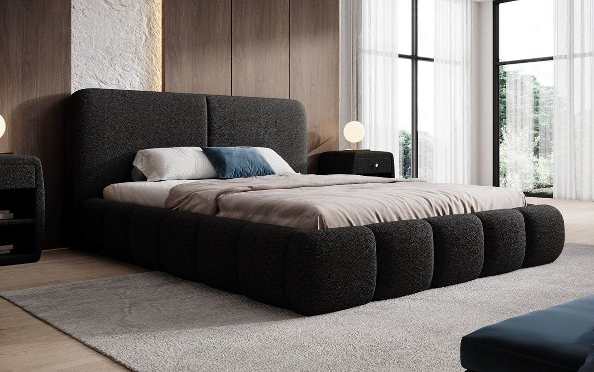 Designer Upholstered Bed Lolita in Bouclé with Storage