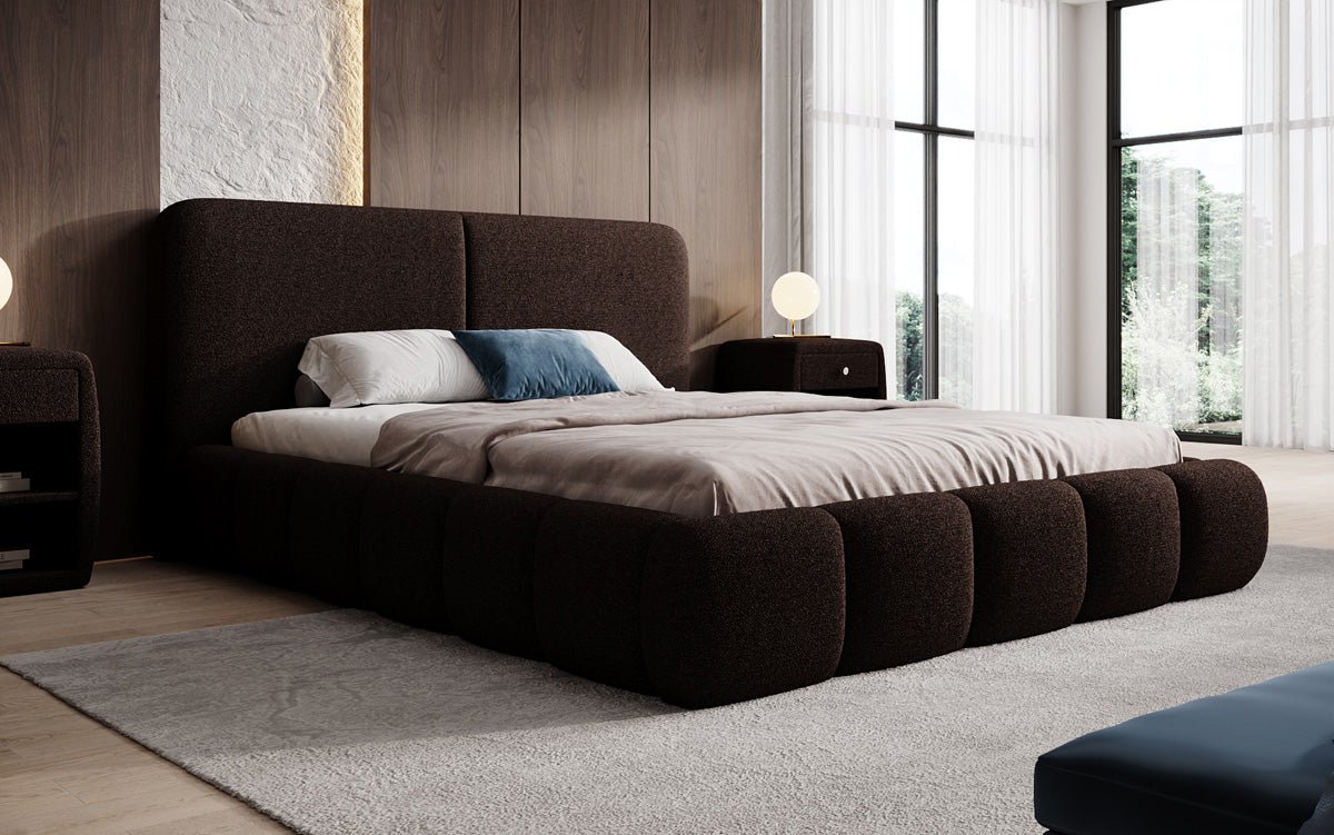 Designer Upholstered Bed Lolita in Bouclé with Storage