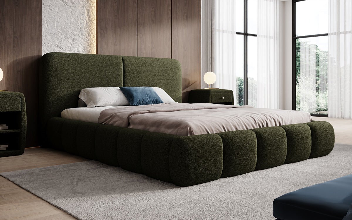 Designer Upholstered Bed Lolita in Bouclé with Storage