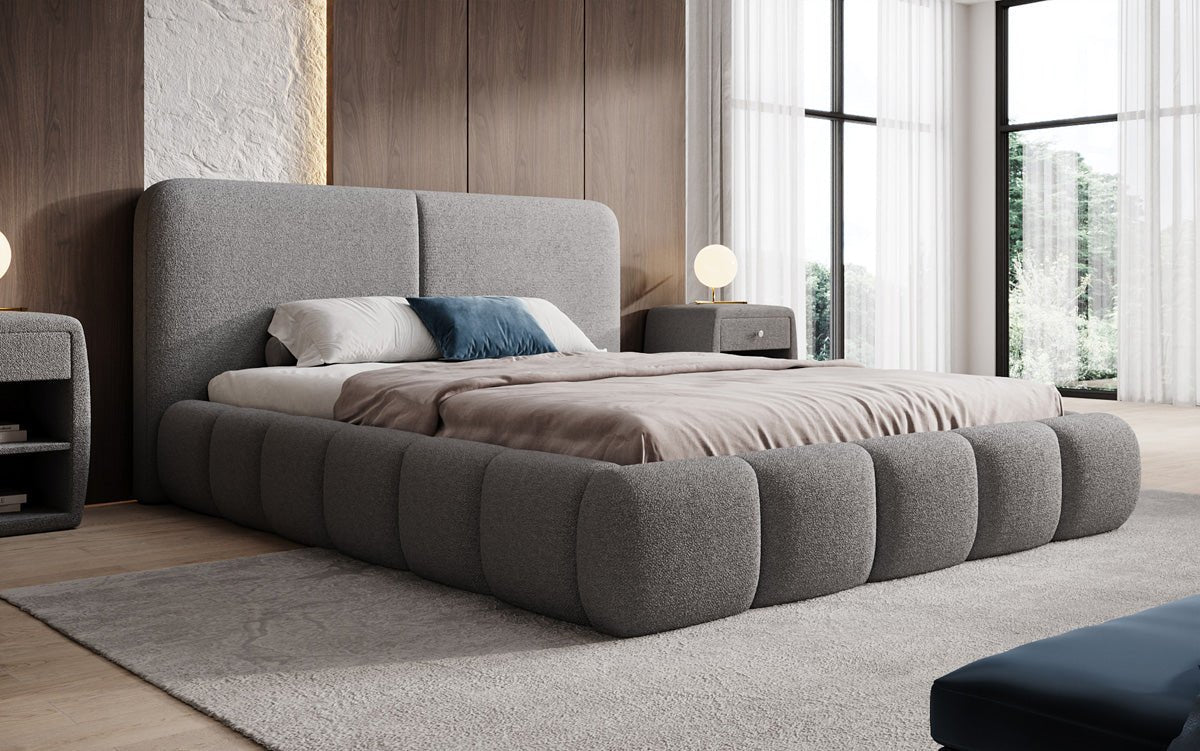 Designer Upholstered Bed Lolita in Bouclé with Storage