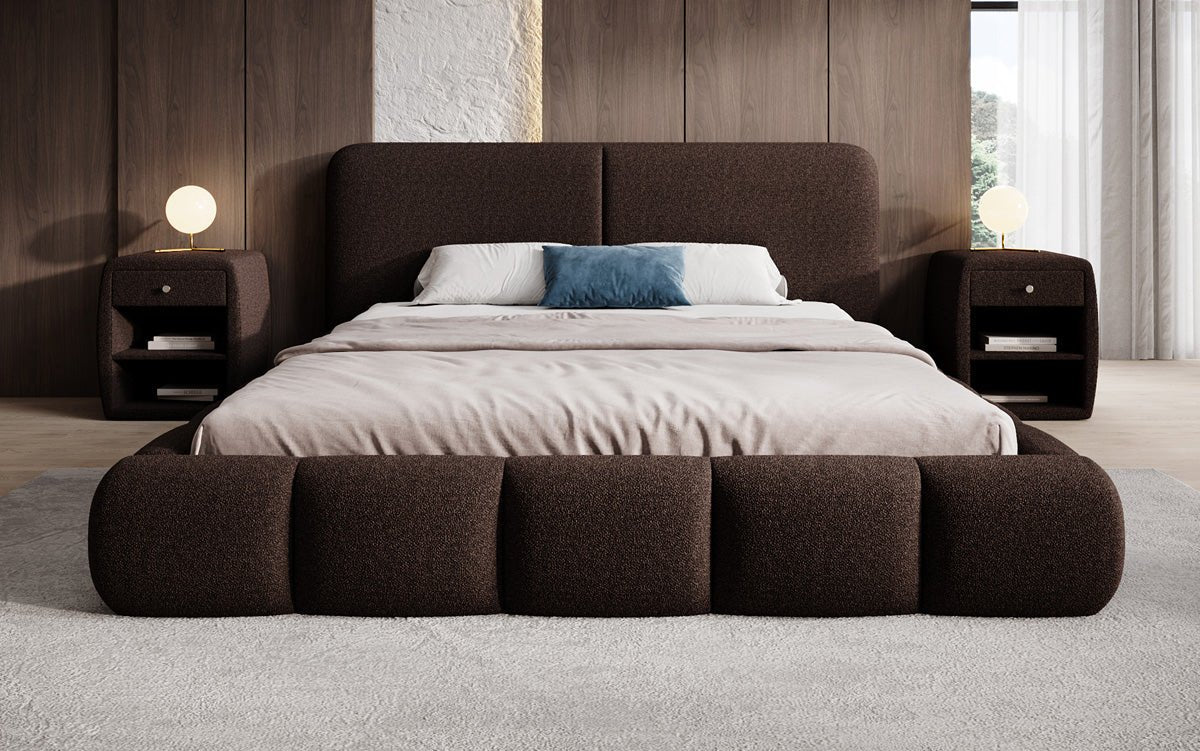 Designer Upholstered Bed Lolita in Bouclé with Storage