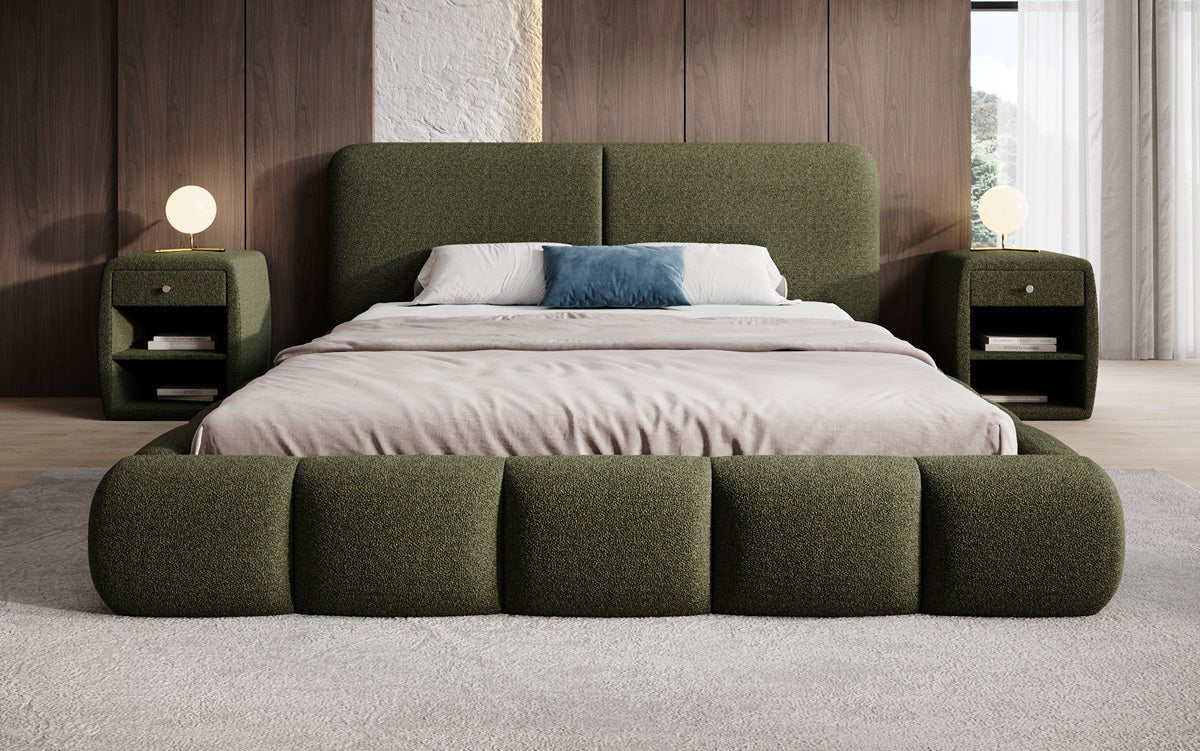 Designer Upholstered Bed Lolita in Bouclé with Storage