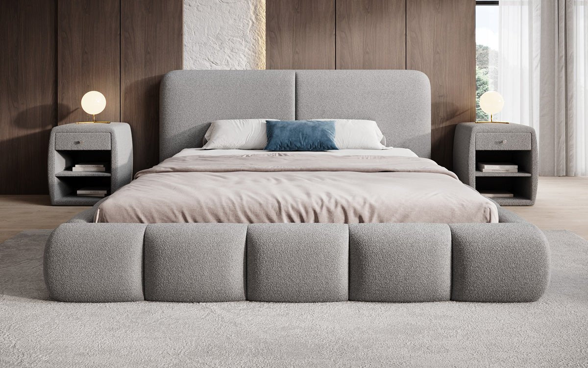 Designer Upholstered Bed Lolita in Bouclé with Storage