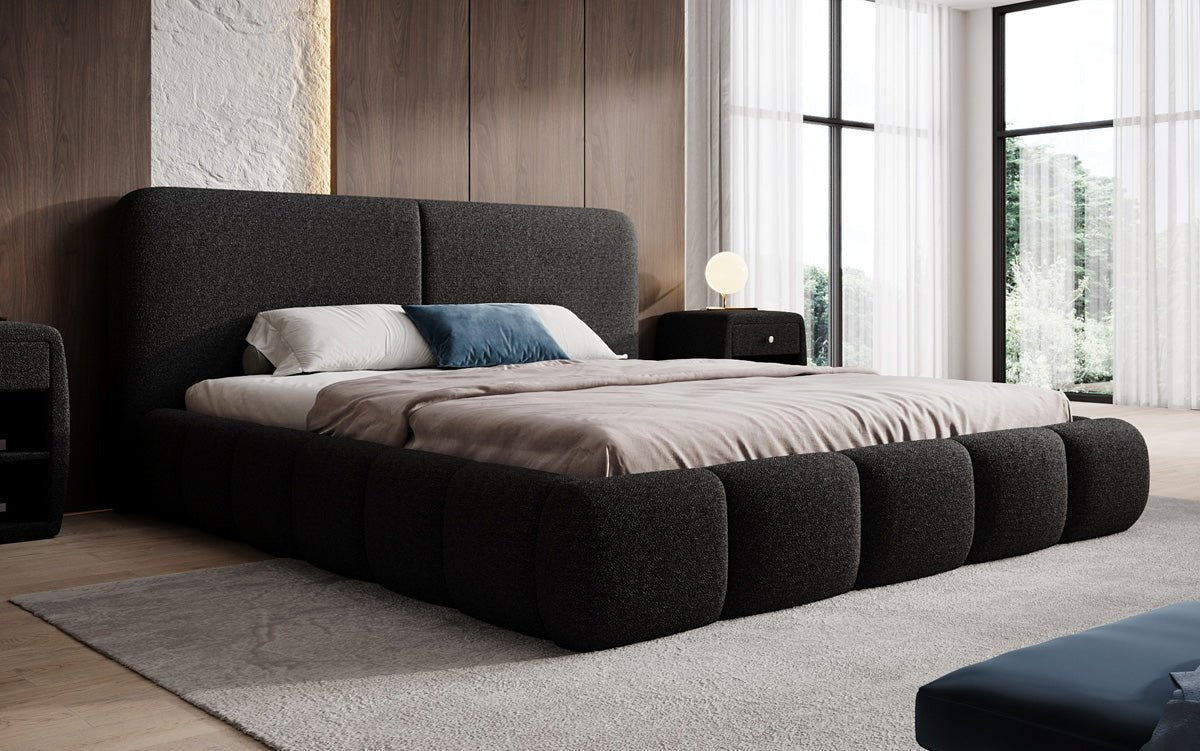 Designer Upholstered Bed Lolita in Bouclé with Storage