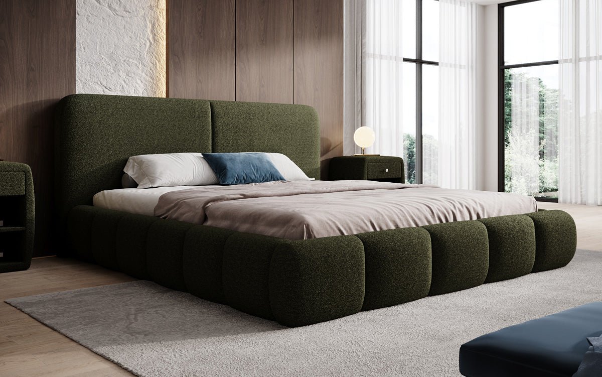 Designer Upholstered Bed Lolita in Bouclé with Storage