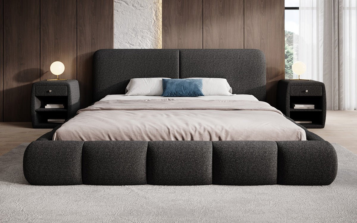 Designer Upholstered Bed Lolita in Bouclé with Storage