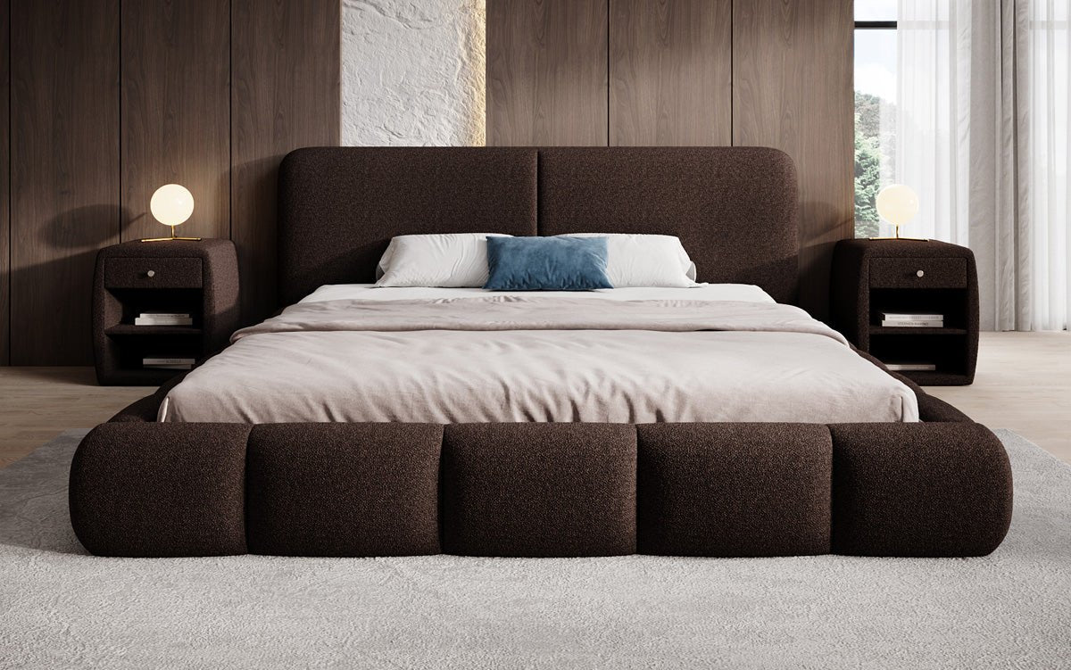 Designer Upholstered Bed Lolita in Bouclé with Storage
