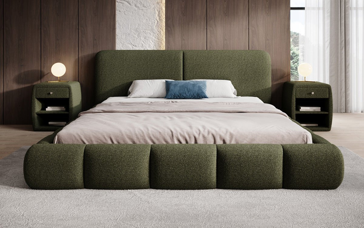 Designer Upholstered Bed Lolita in Bouclé with Storage