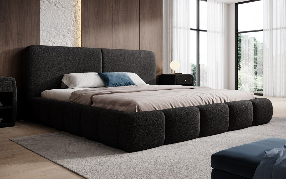 Designer Upholstered Bed Lolita in Bouclé with Storage