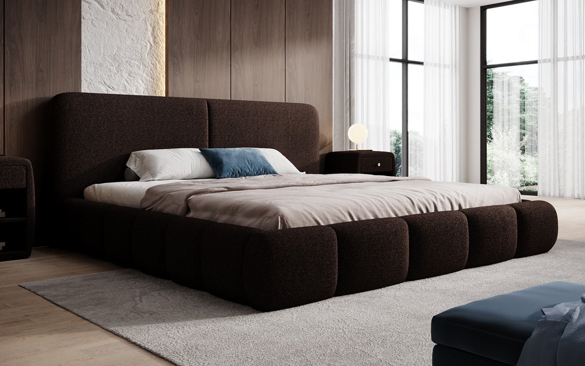 Designer Upholstered Bed Lolita in Bouclé with Storage