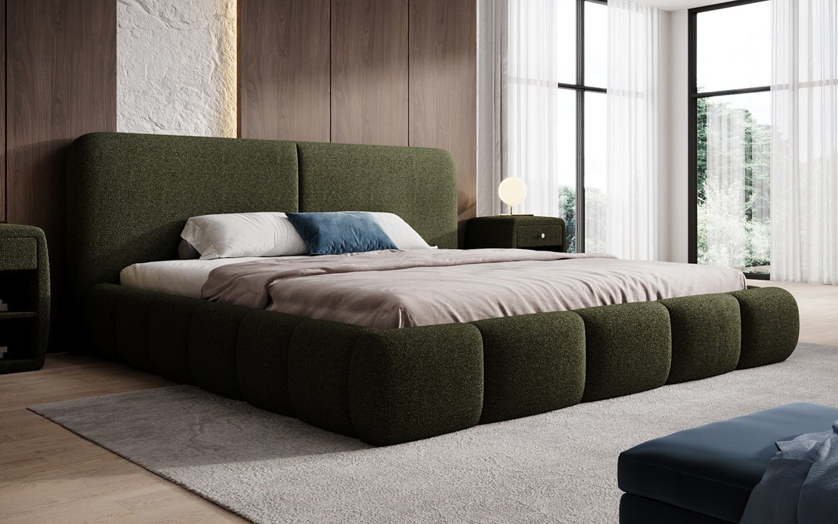 Designer Upholstered Bed Lolita in Bouclé with Storage