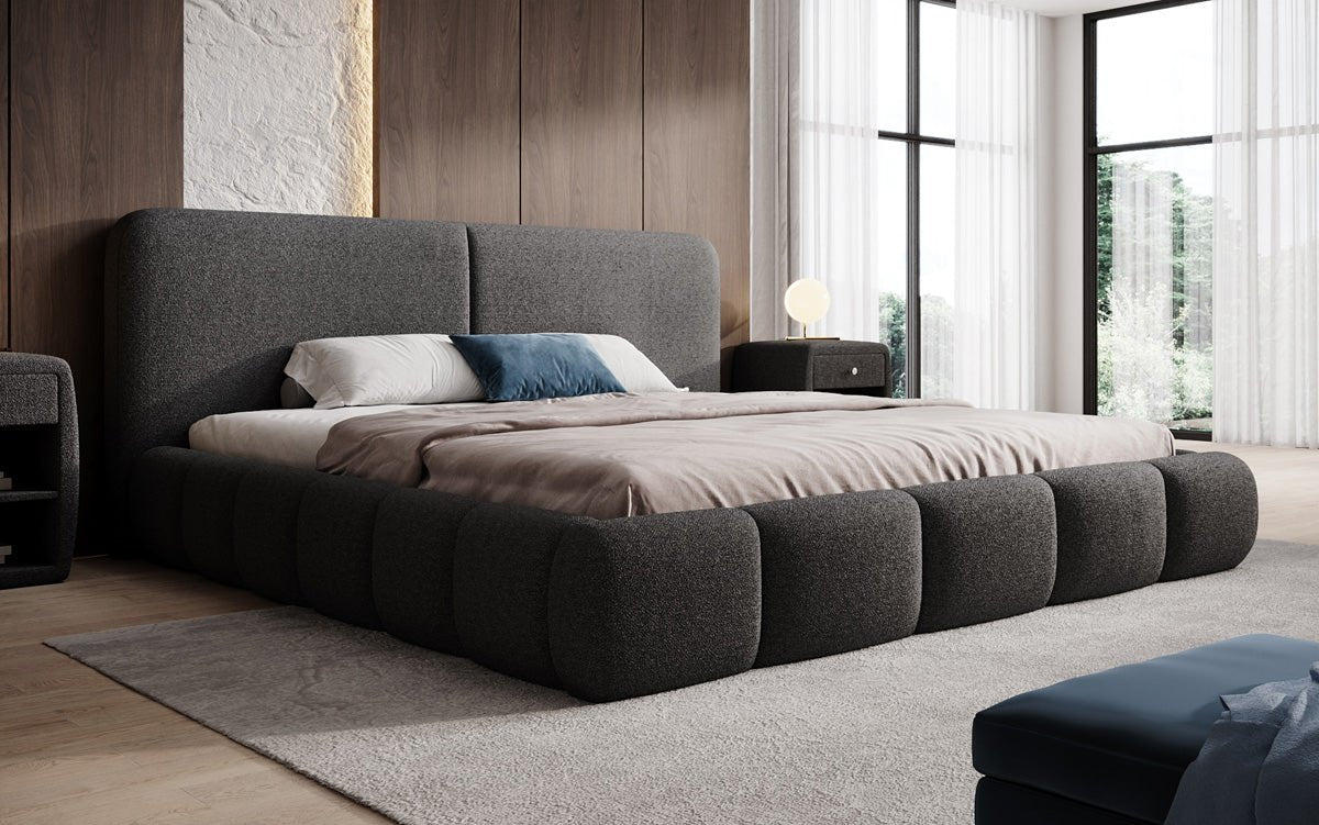 Designer Upholstered Bed Lolita in Bouclé with Storage