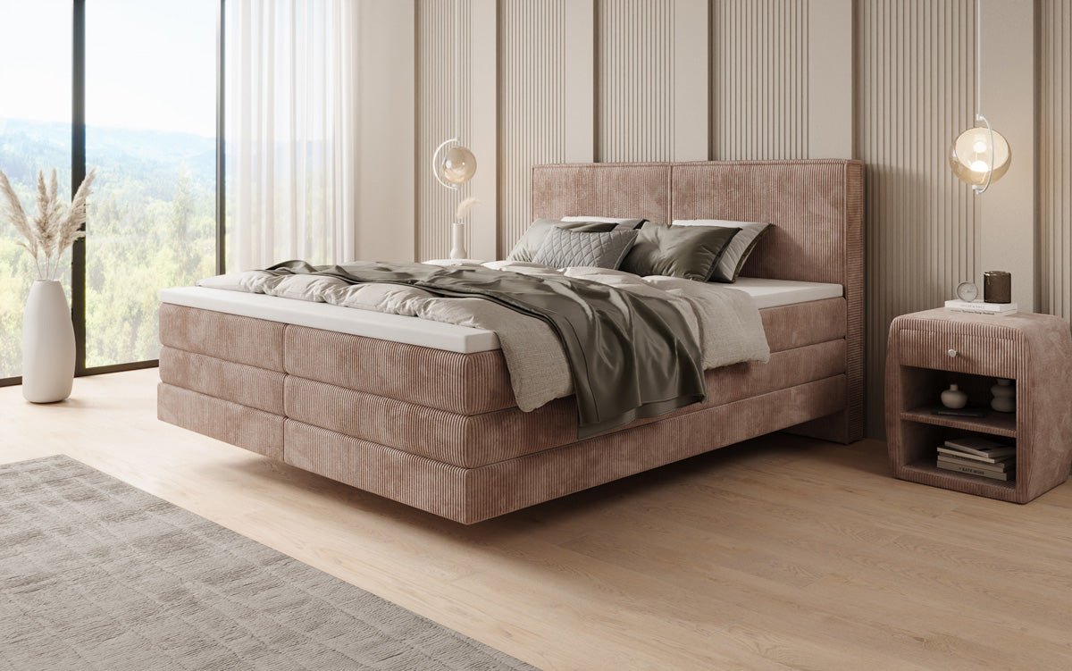 Boxspringbett Elara mit Schwebeoptik in Cord