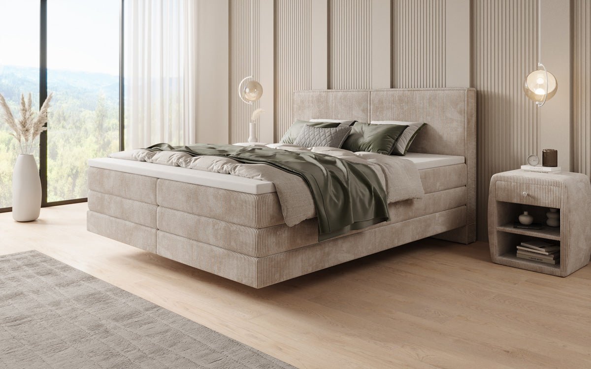 Boxspring Bed Elara with Floating Look in Corduroy
