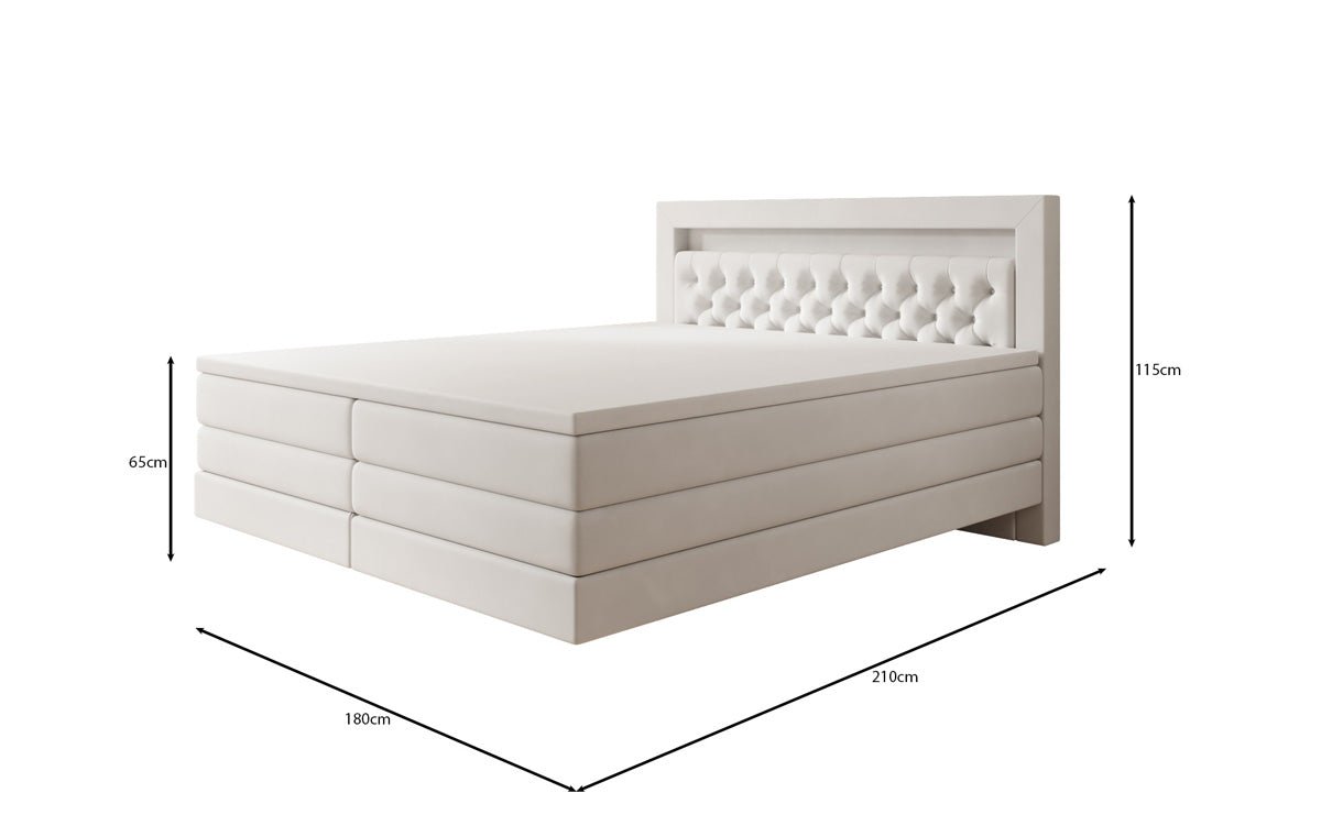Menzogna Box-Spring Bed with Floating Look and LED in Velvet