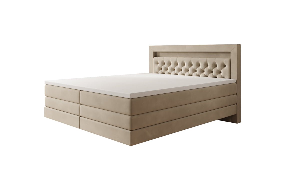 Menzogna Box-Spring Bed with Floating Look and LED in Velvet