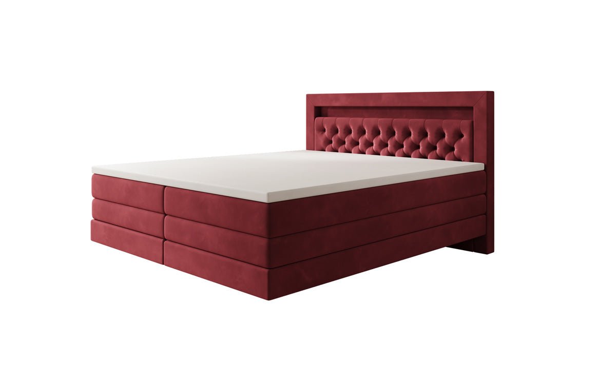 Menzogna Box-Spring Bed with Floating Look and LED in Velvet