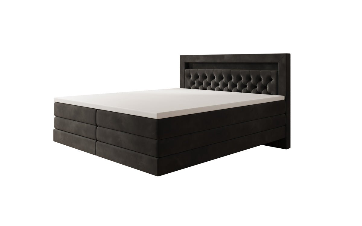 Menzogna Box-Spring Bed with Floating Look and LED in Velvet