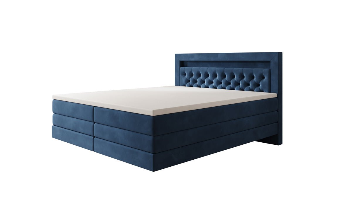 Menzogna Box-Spring Bed with Floating Look and LED in Velvet