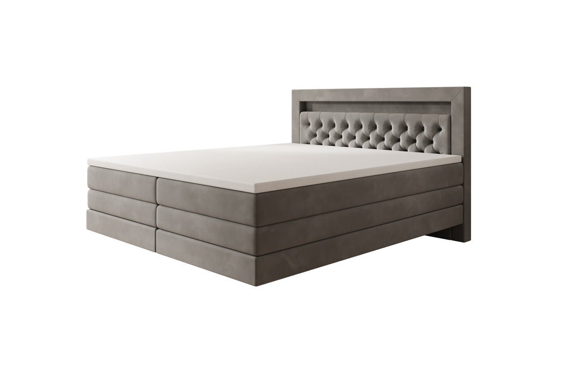 Menzogna Box-Spring Bed with Floating Look and LED in Velvet