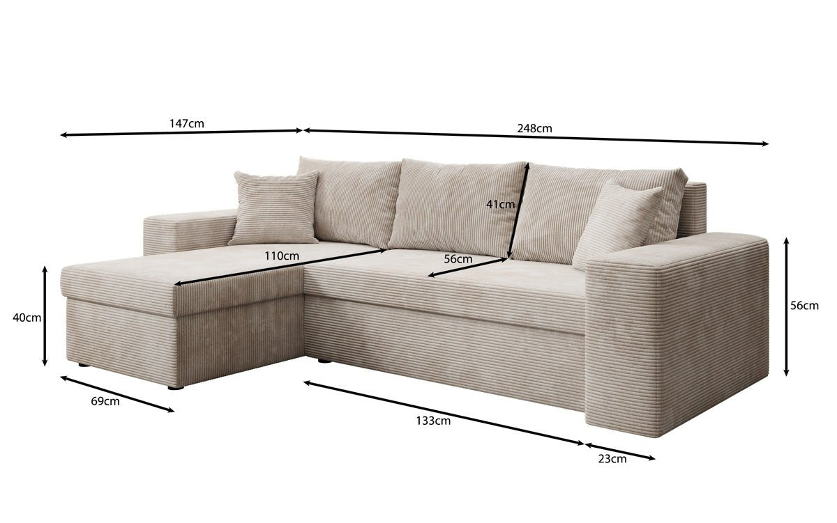 Designer Denver Cord Sofa with Sleeping and Folding Function