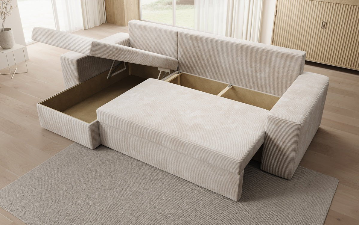 Designer Denver Cord Sofa with Sleeping and Folding Function
