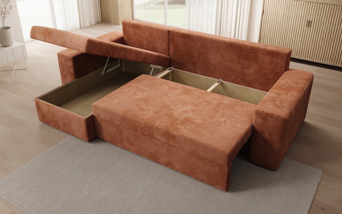 Designer Denver Cord Sofa with Sleeping and Folding Function