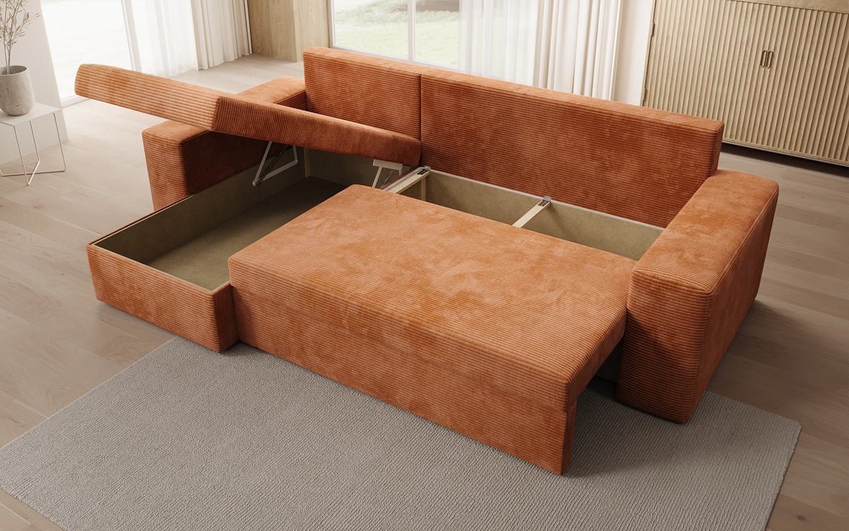 Designer Denver Cord Sofa with Sleeping and Folding Function