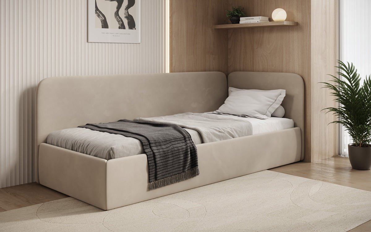 Designer Upholstered Bed/Guest Bed/Sofa Cleo with Storage