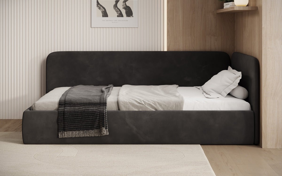 Designer Upholstered Bed/Guest Bed/Sofa Cleo with Storage