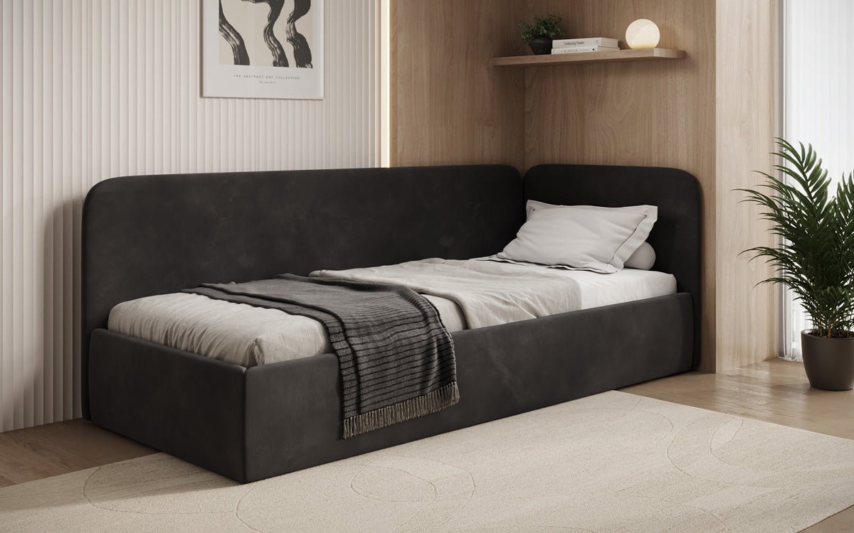 Designer Upholstered Bed/Guest Bed/Sofa Cleo with Storage