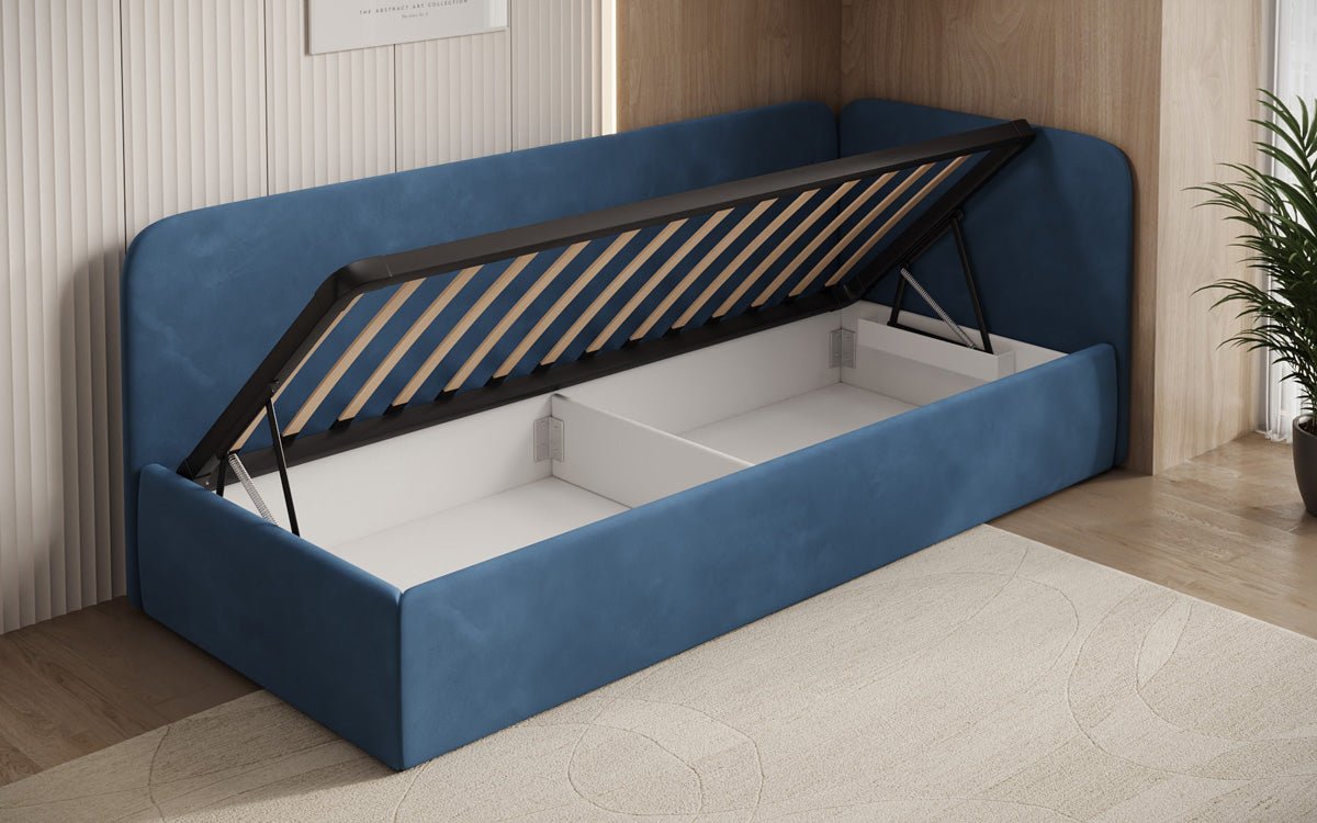 Designer Upholstered Bed/Guest Bed/Sofa Cleo with Storage