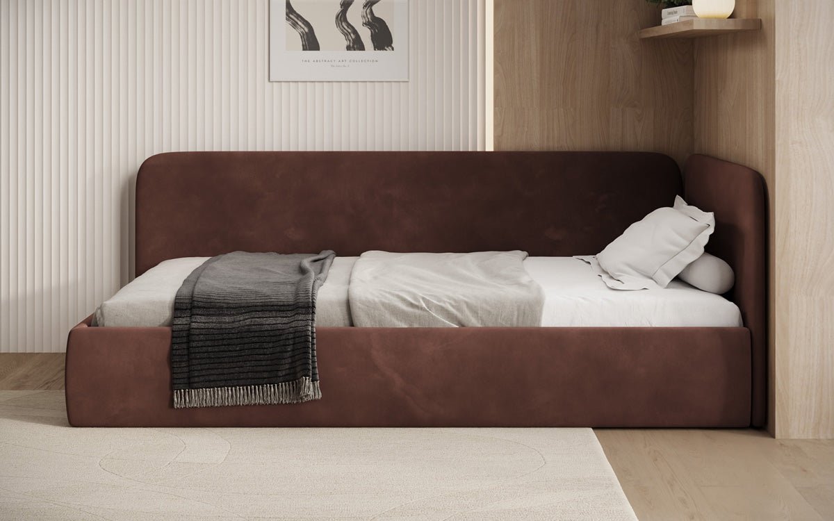 Designer Upholstered Bed/Guest Bed/Sofa Cleo with Storage
