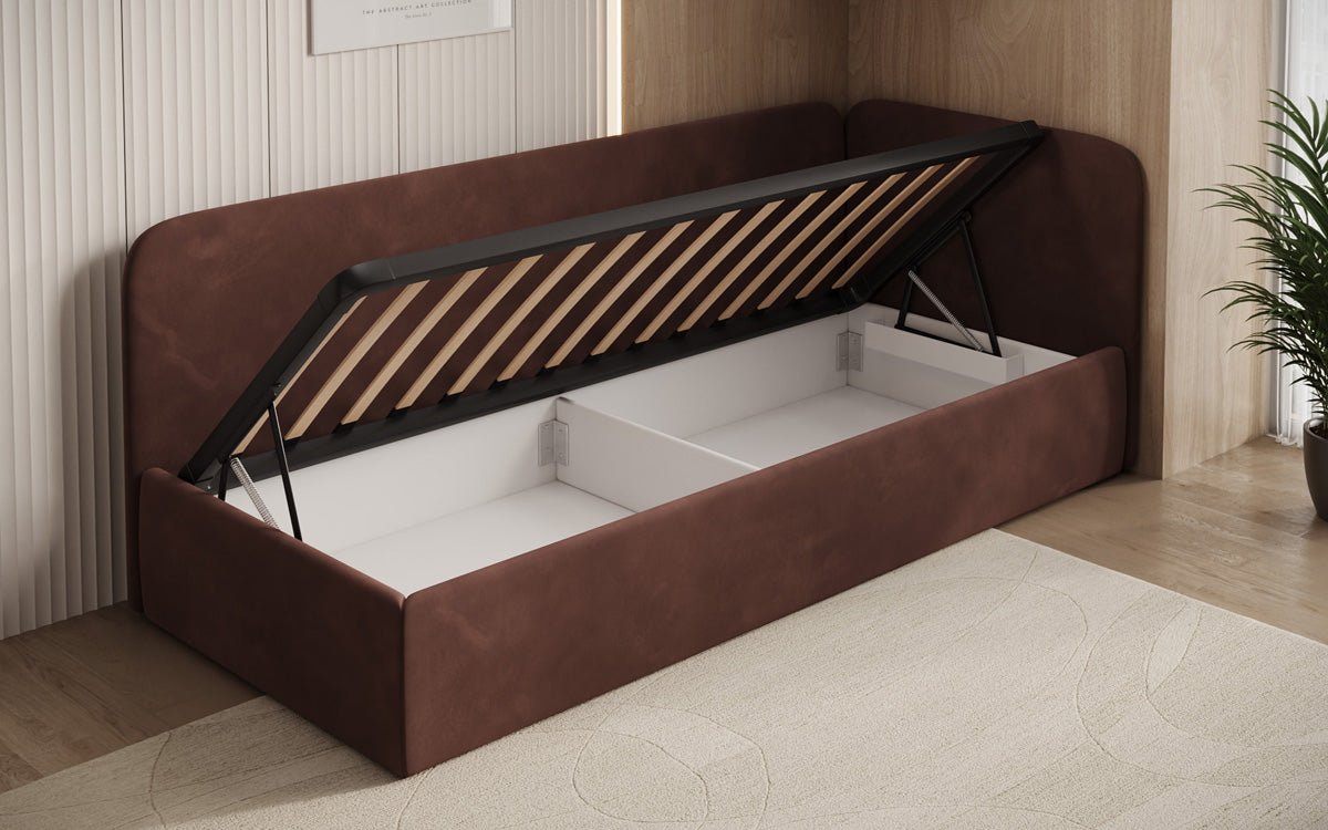 Designer Upholstered Bed/Guest Bed/Sofa Cleo with Storage