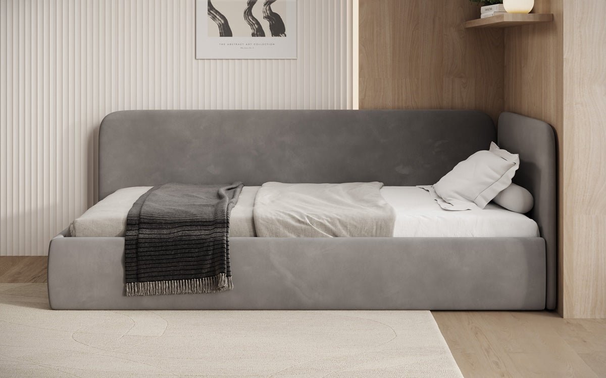 Designer Upholstered Bed/Guest Bed/Sofa Cleo with Storage