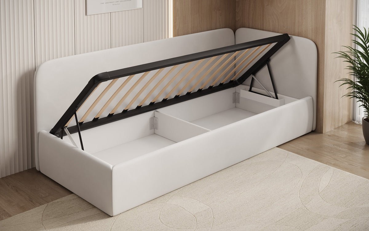 Designer Upholstered Bed/Guest Bed/Sofa Cleo with Storage