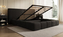 Designer upholstered bed Elise in teddy bouclé with storage