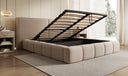 Designer upholstered bed Elise in textured fabric with storage space