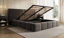 Designer upholstered bed Elise in textured fabric with storage space
